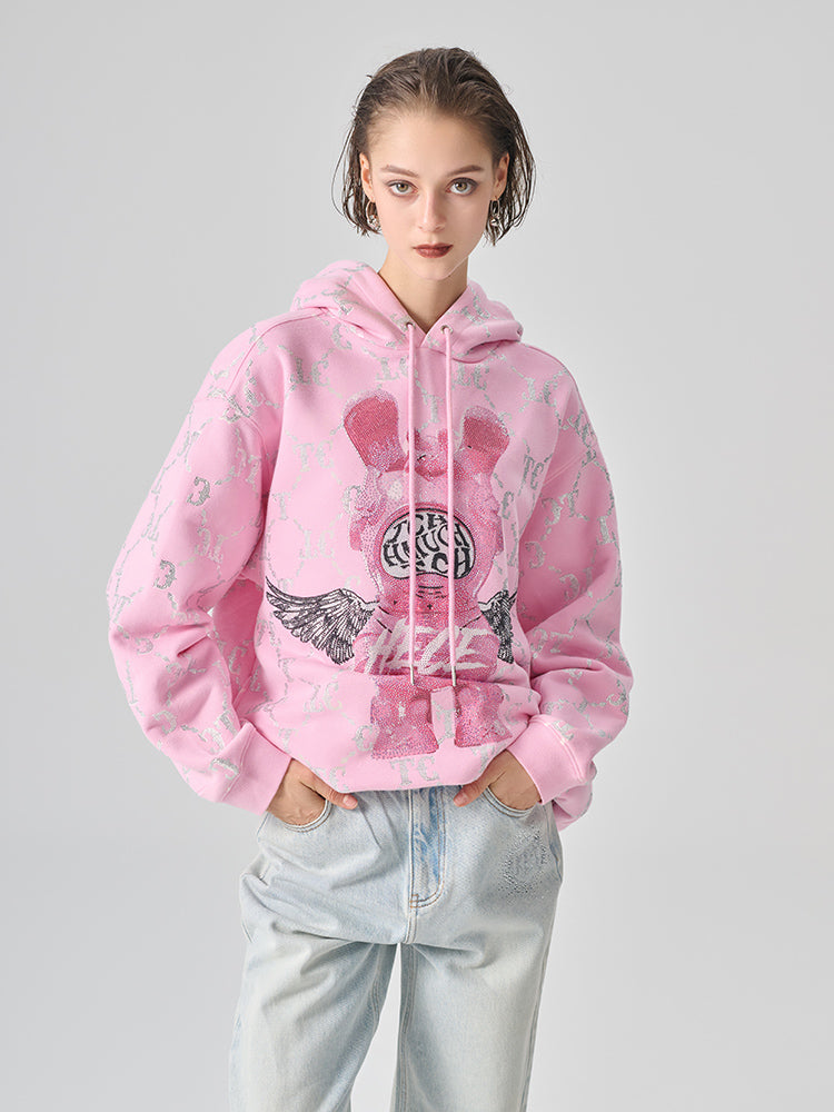 TCH Rhinestone Cartoon Graphic Pink Sweatshirts Hoodie