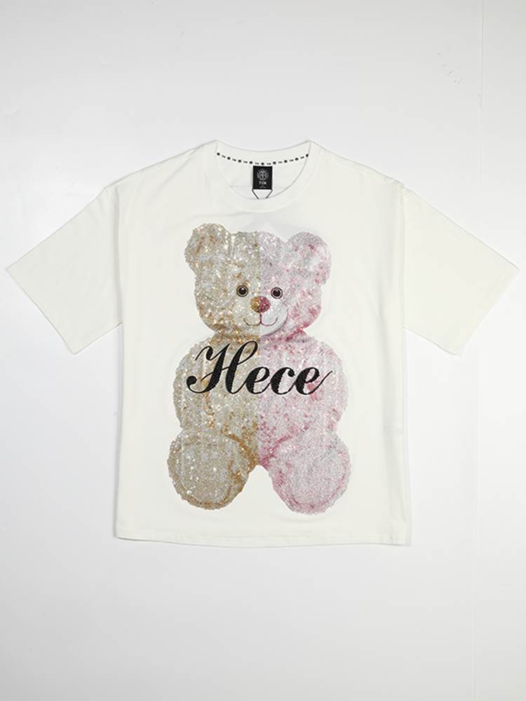 TCH Bear Hot Diamond Graphic Short Sleeve T-Shirt