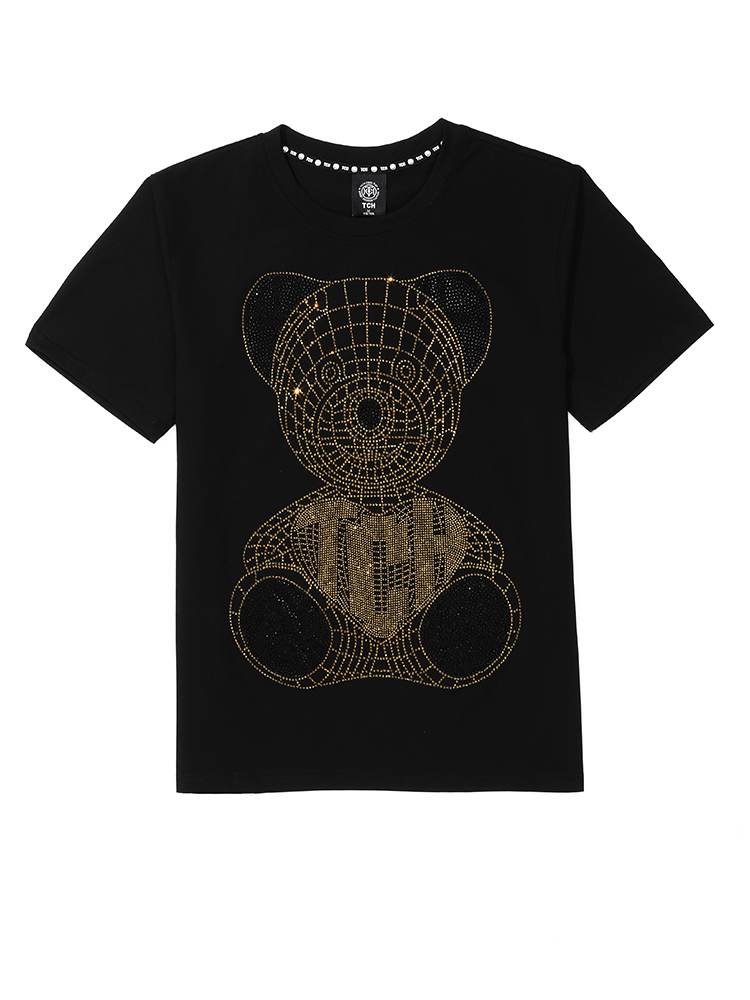 TCH Men‘s Short Sleeve Rhinestone Bear T-Shirt