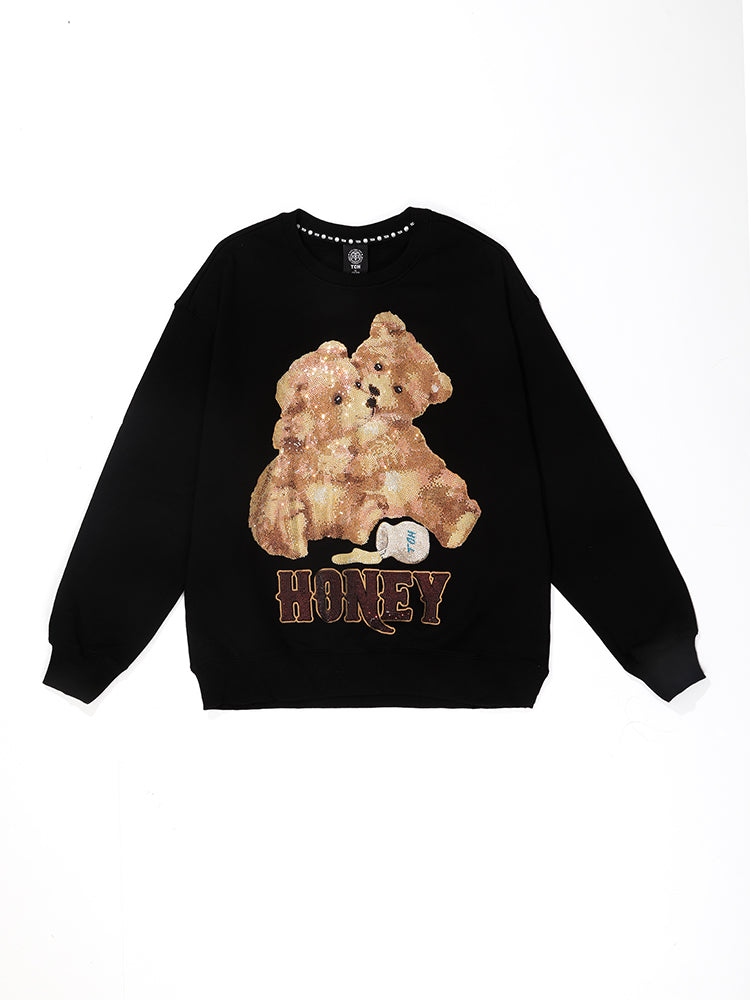 【QuickShip】TCH Two Bear Rhinestone Unisex Sweatshirt