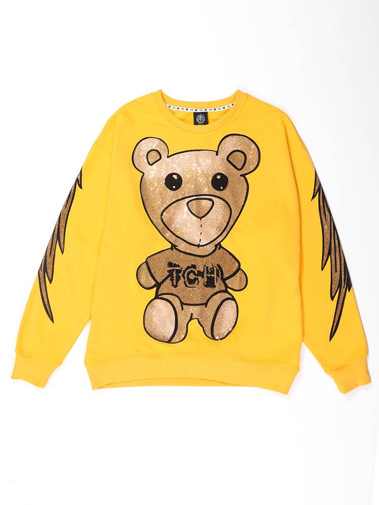 TCH Bear Rhinestone Wing Sleeve Sweatshirt