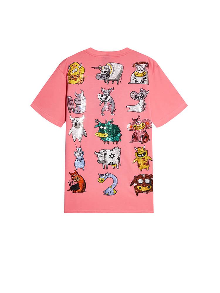 TCH Unisex Cartoon Rhinestone Short Sleeve T-shirt