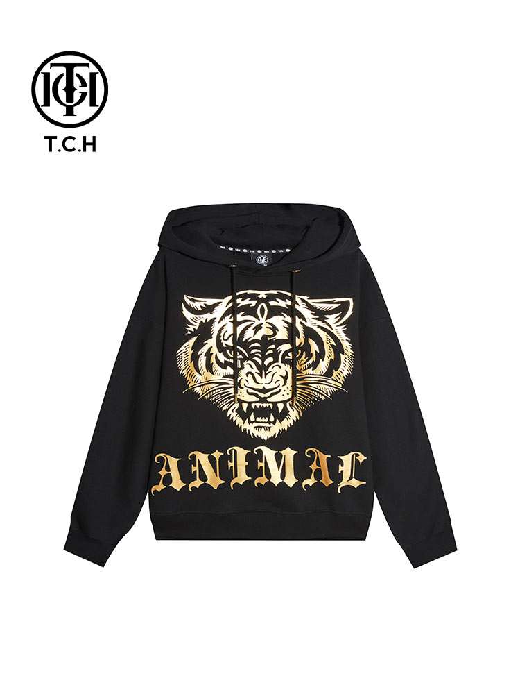 TCH Men's Tiger Wings Gold Black Hoodie