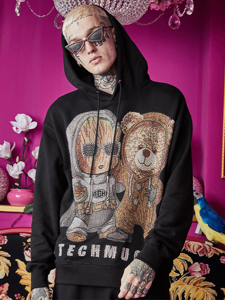 TCH Cartoon Rhinestone Black Hoodie