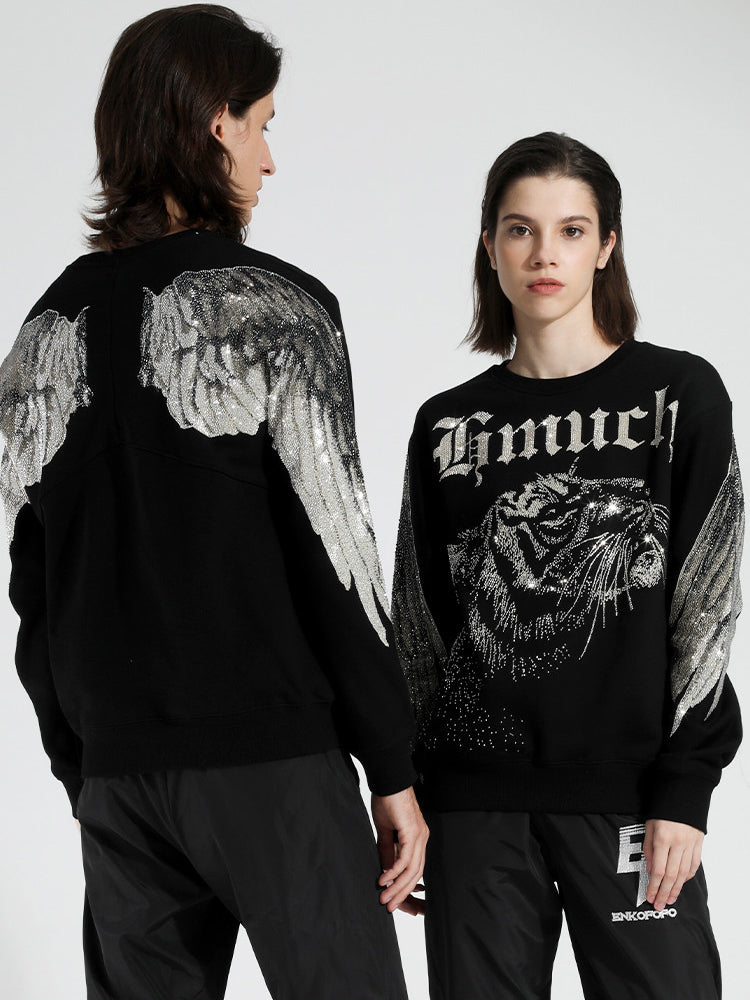 TCH Unisex Rhinestone Angel Wings Graphic Sweatshirt