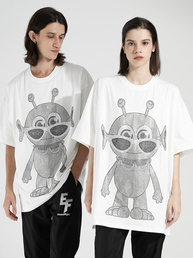 TCH Cartoon Alien Oversized Rhinestone T-Shirt