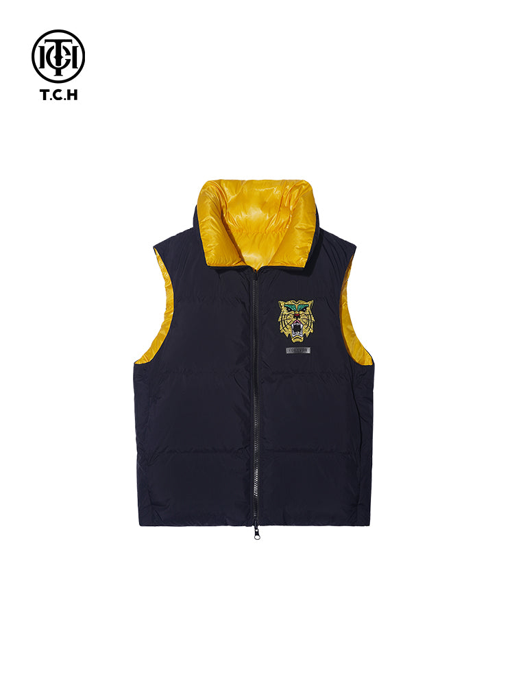 TCH Rhinestone Zip Puffer Down Vest Unisex Coat