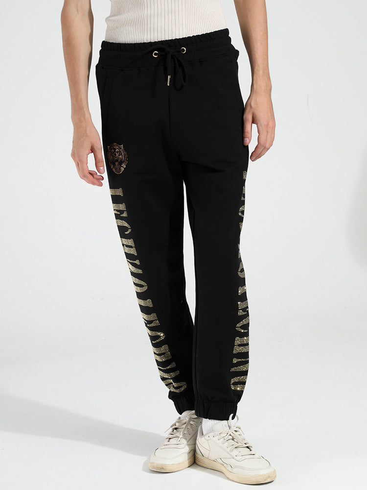 TCH Rhinestone Letter Elastic Waist Sweatpants