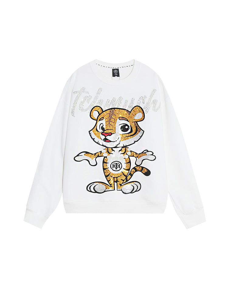 TCH Unisex Tiger Rhinestone Pullover Sweatshirt