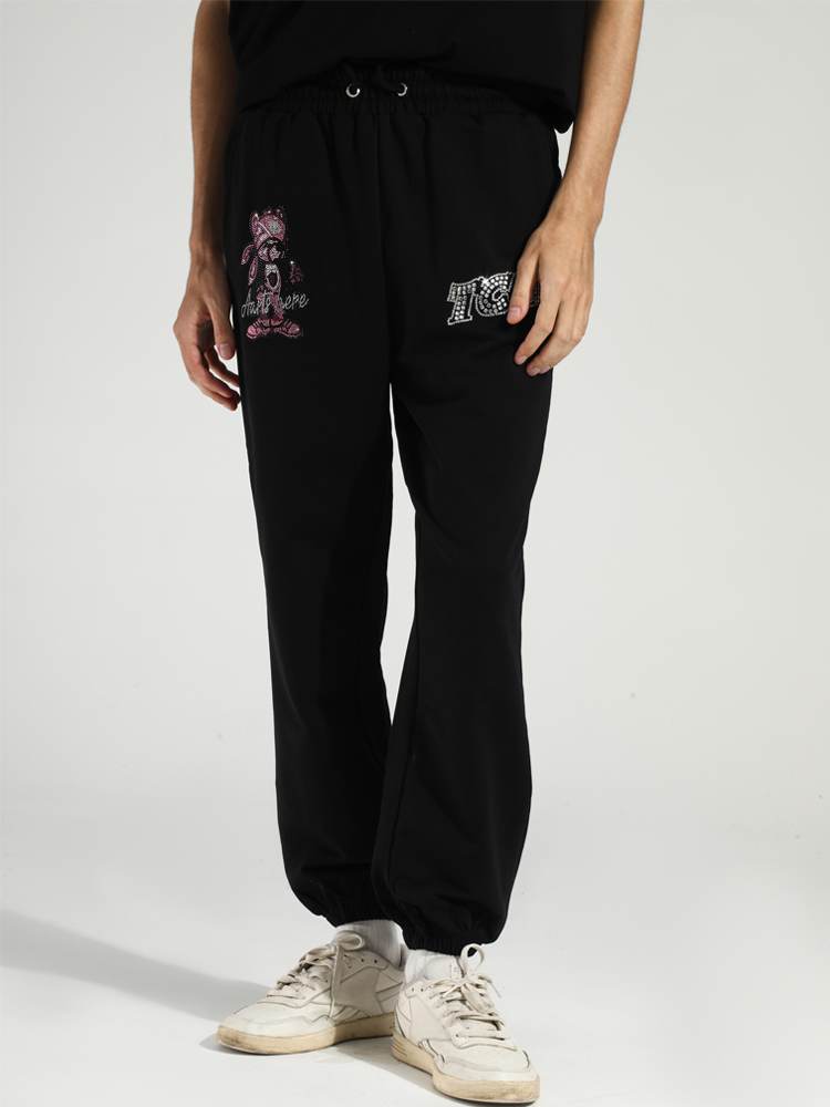 TCH Letter Rhinestone Straight Leg Pants