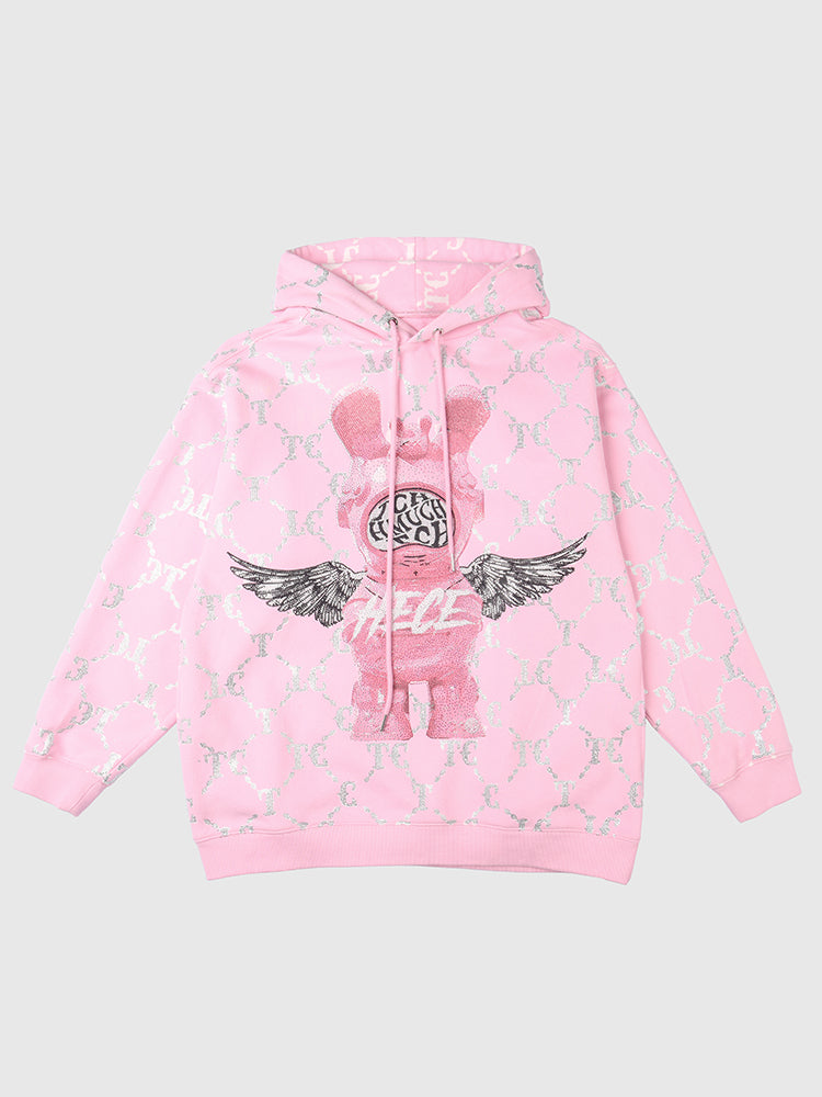 TCH Rhinestone Cartoon Graphic Pink Sweatshirts Hoodie