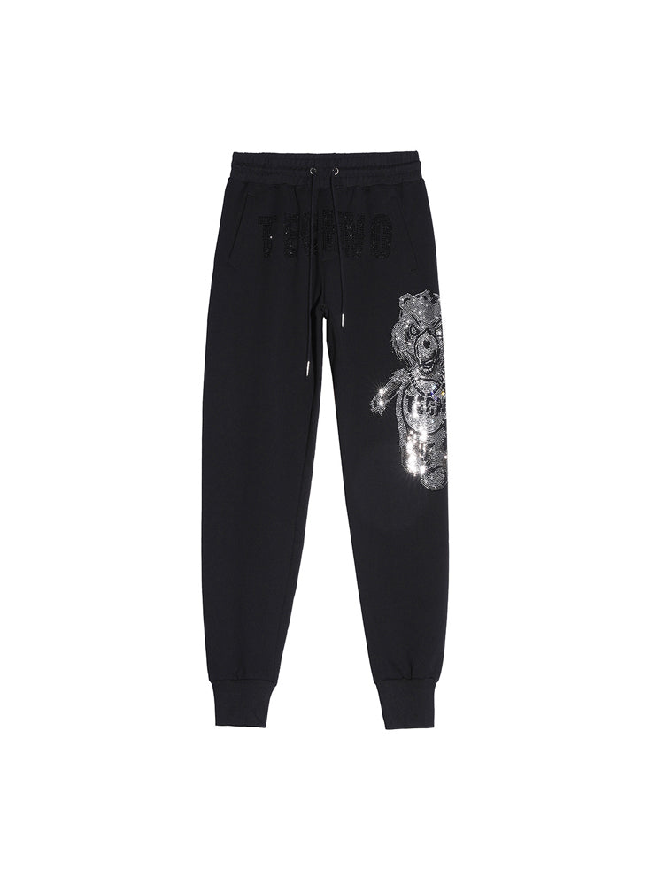 TCH Men's Rhinestone Bear Long Pants with Pockets