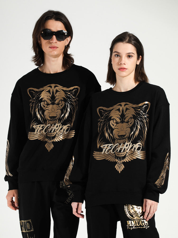 TCH Animal Gold Graphics Long Sleeve Couple Sweatshirt