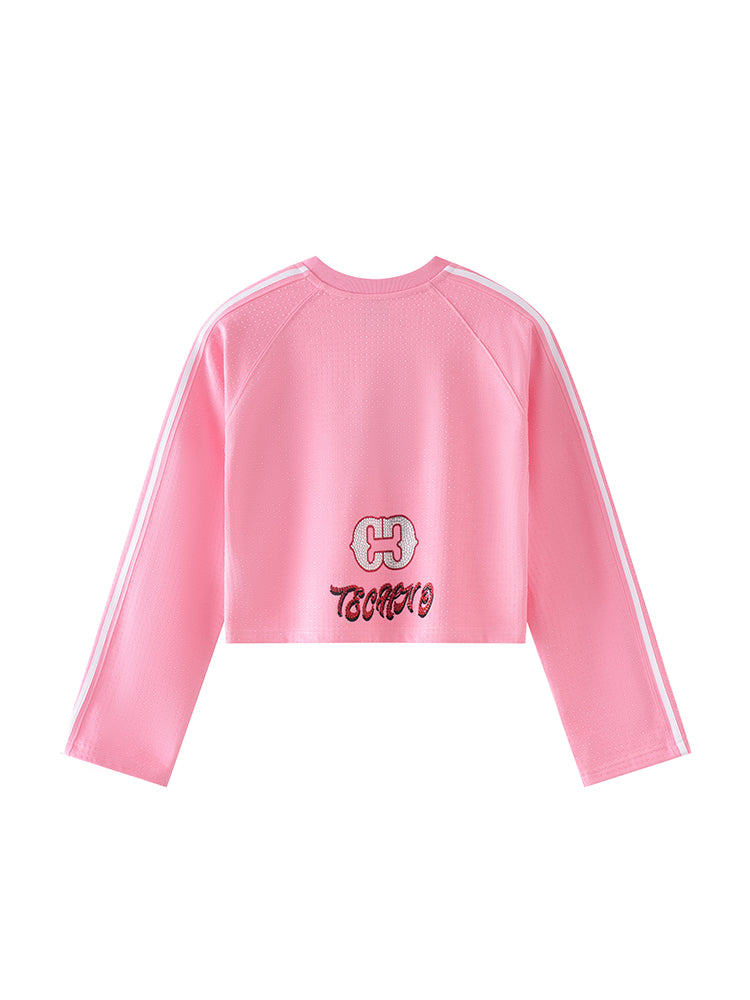 TCH Rhinestone Pink Leopard Cropped Sweatshirt