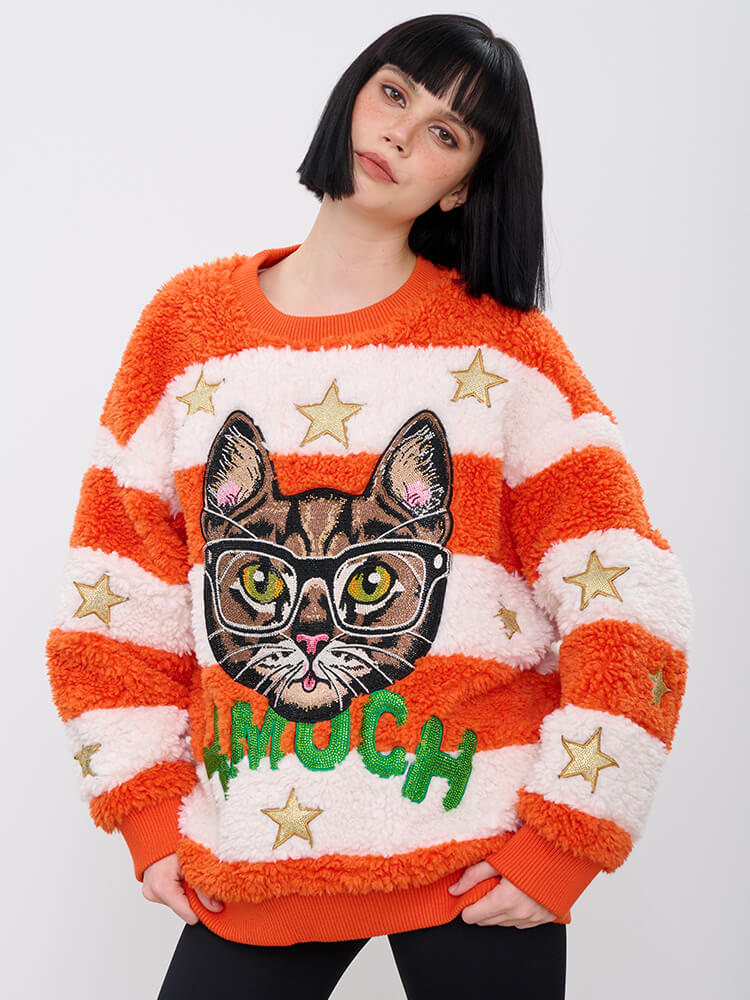 TCH Cartoon Hot Diamond Fleece Contrast Sweater