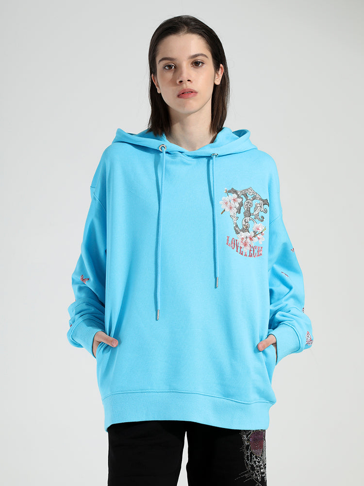 TCH Flower Print Rhinestone Trendy Hoodie