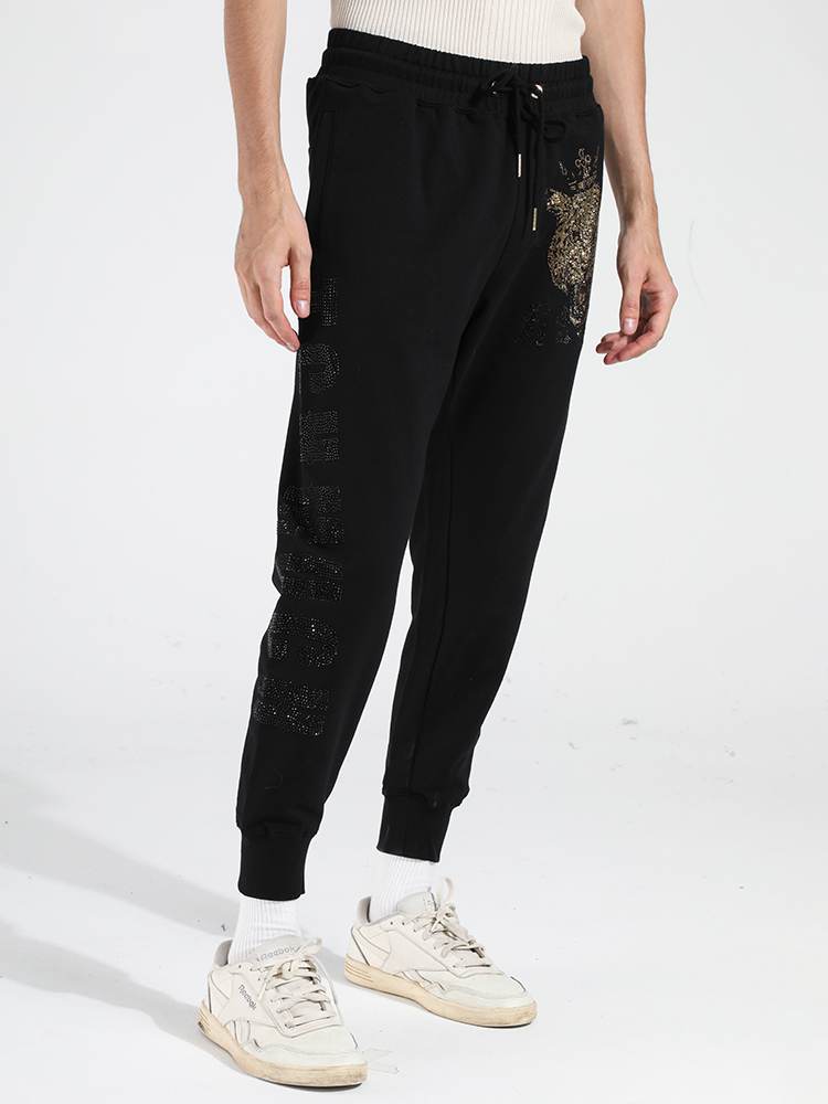 TCH Men's Crown Leopard Rhinestone Straight Pants