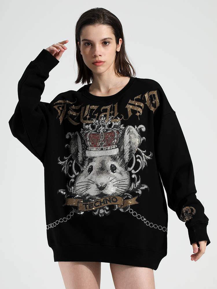 TCH Luxury Hot Diamond Long Sleeve Oversized Sweatshirt