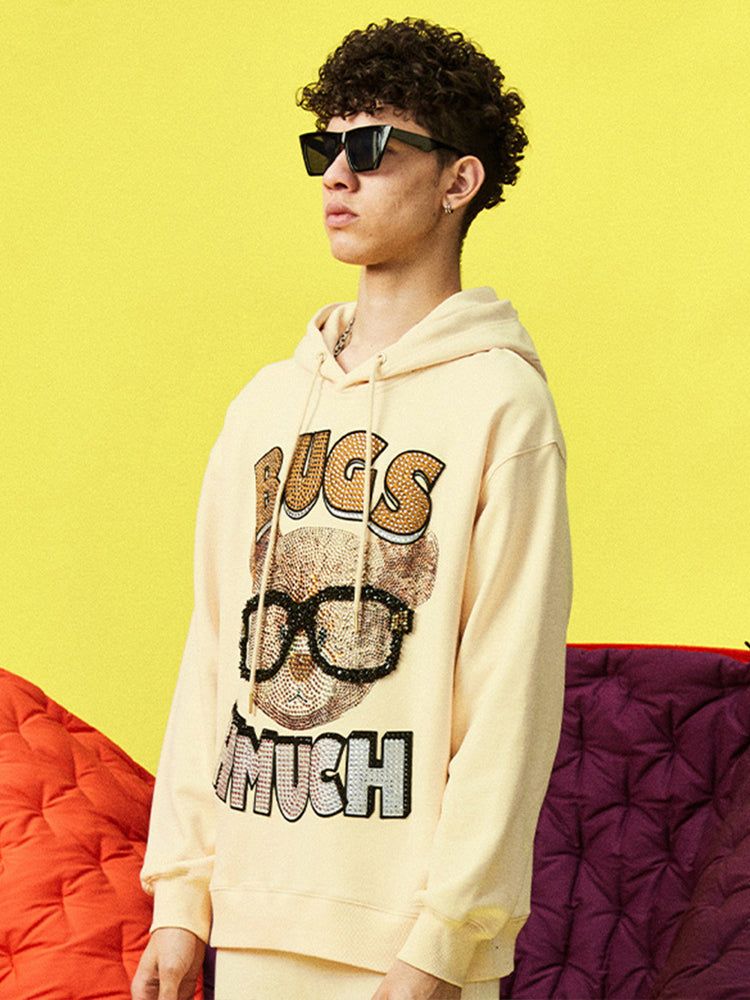 TCH Rhinestone Bear Cotton Hoodie Sweatshirt