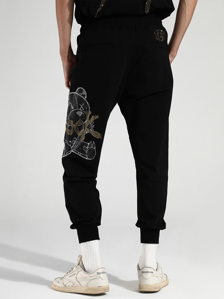 TCH Rhinestone Graphics Elastic Waist Sweatpants