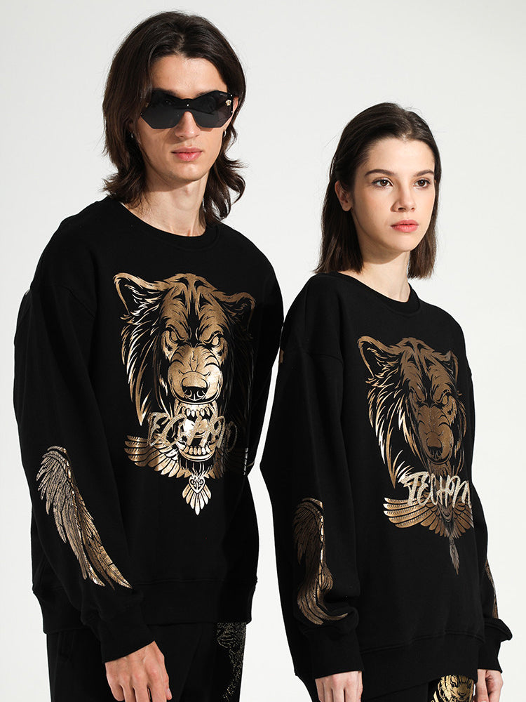 TCH Animal Gold Graphics Long Sleeve Couple Sweatshirt