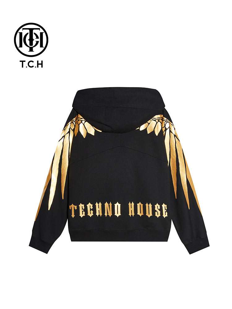 TCH Men's Tiger Wings Gold Black Hoodie