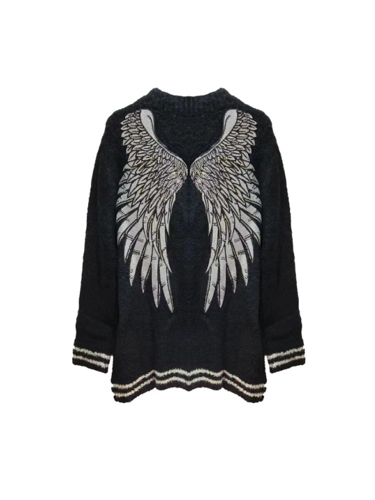 TCH Women's Rhinestone Wings Knit Cardigan