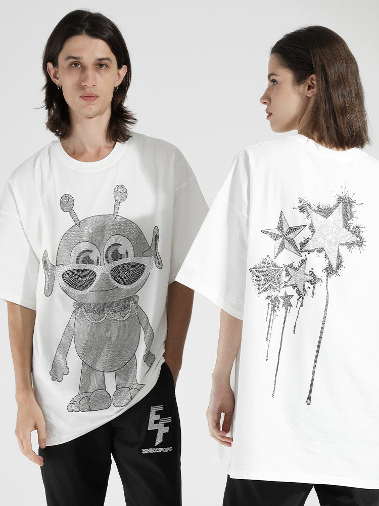 TCH Cartoon Alien Oversized Rhinestone T-Shirt