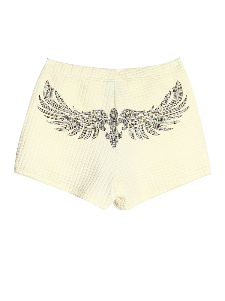 TCH Rhinestone Wings Elastic Wait Shorts