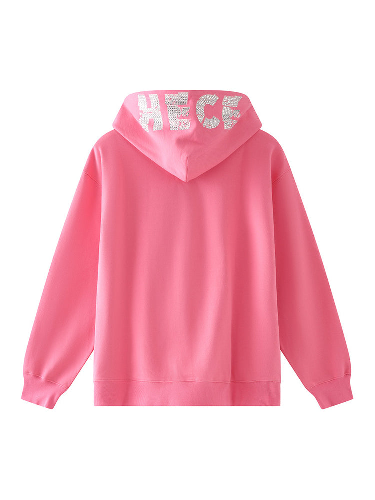 TCH Pink Rhinestone Rabbit Cotton Hoodie