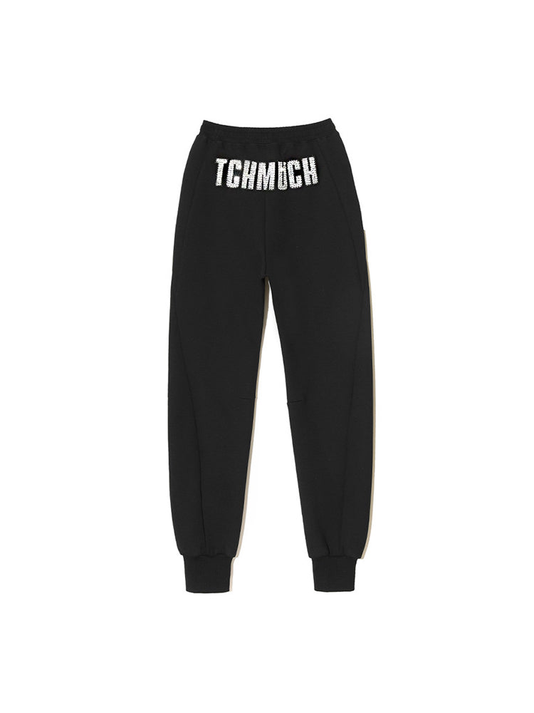 TCH Rhinestone Letter Print High Waist Joggers