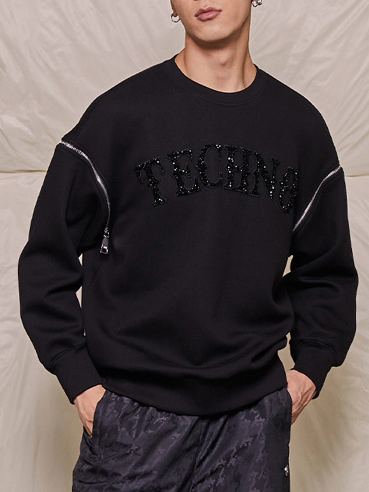 TCH Rhinestone Letter Knit Sweatshirt