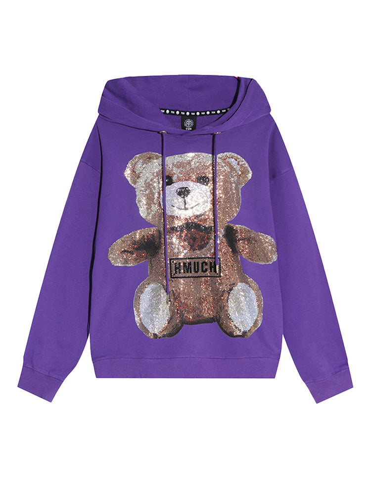 TCH Teddy Bear Rhinestone Long Sleeve Wing  Hoodie