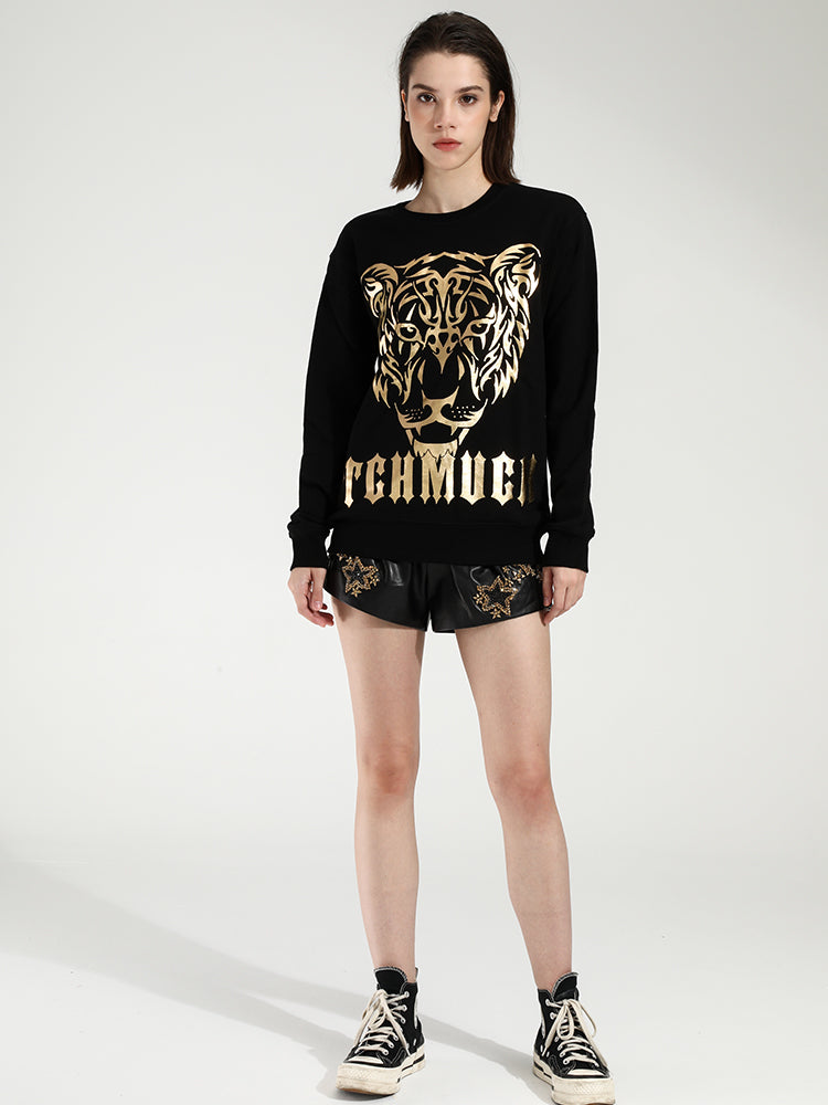 TCH Women's Gold Leopard Crewneck Sweatshirt