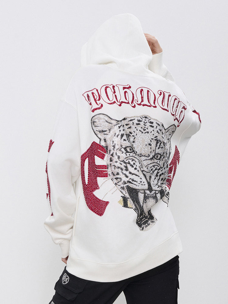 TCH Unisex Leopard Rhinestone Graphic Hoodie