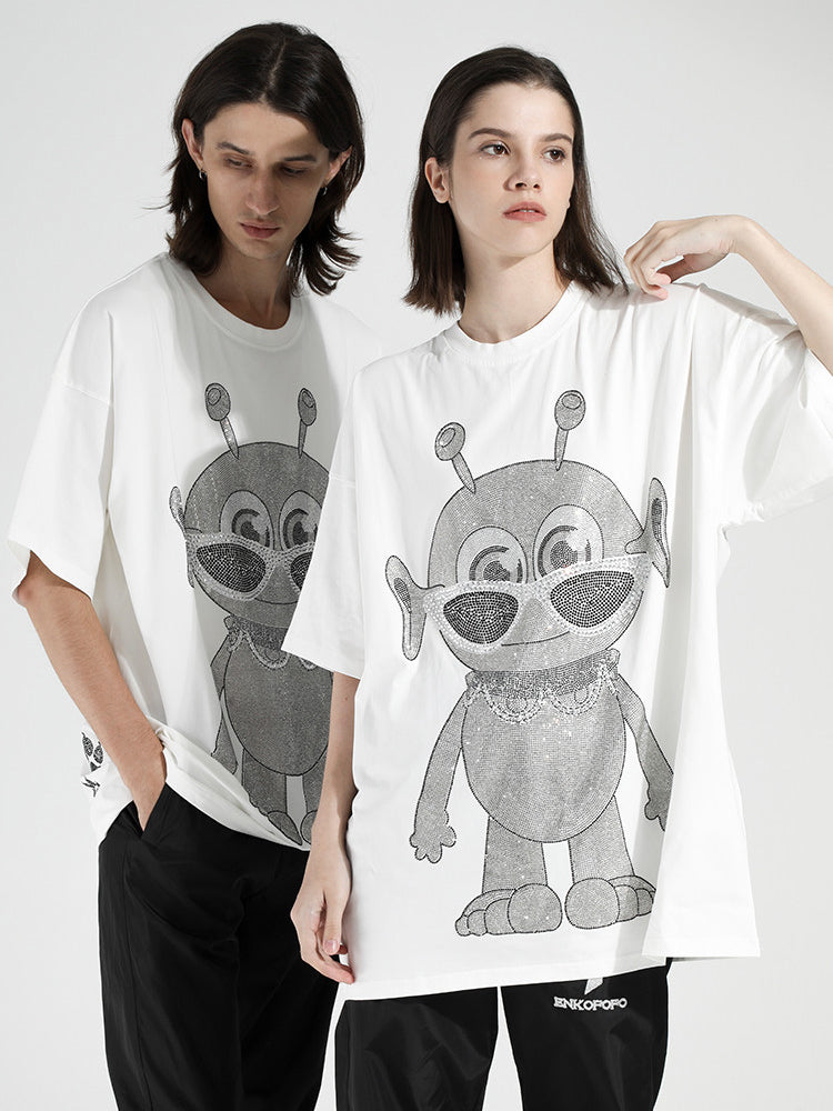 TCH Cartoon Alien Oversized Rhinestone T-Shirt