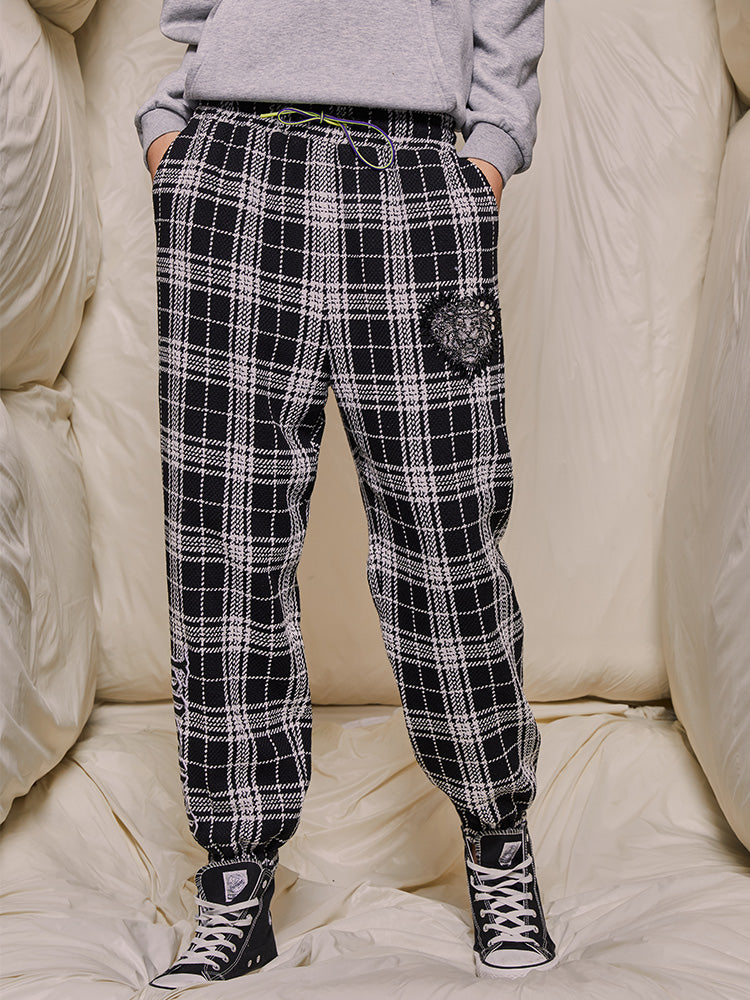 TCH Plaid Rhinestone High Waist Pants