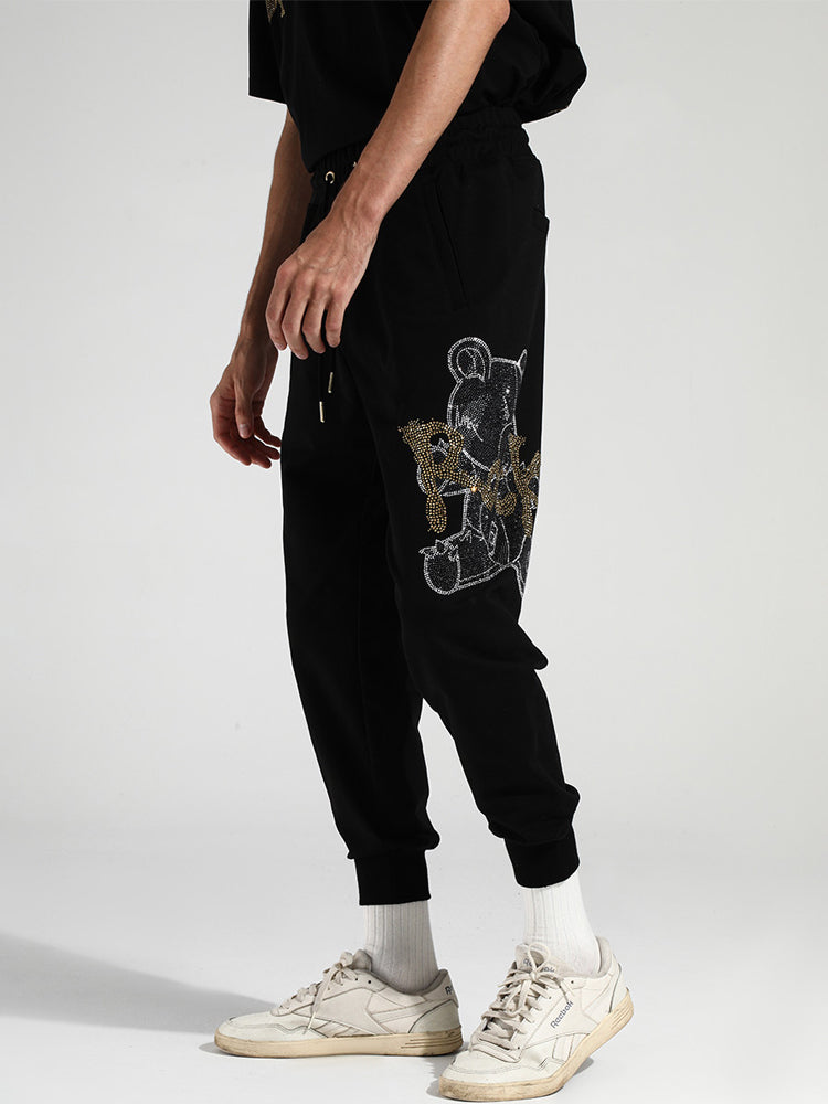 TCH Rhinestone Graphics Elastic Waist Sweatpants