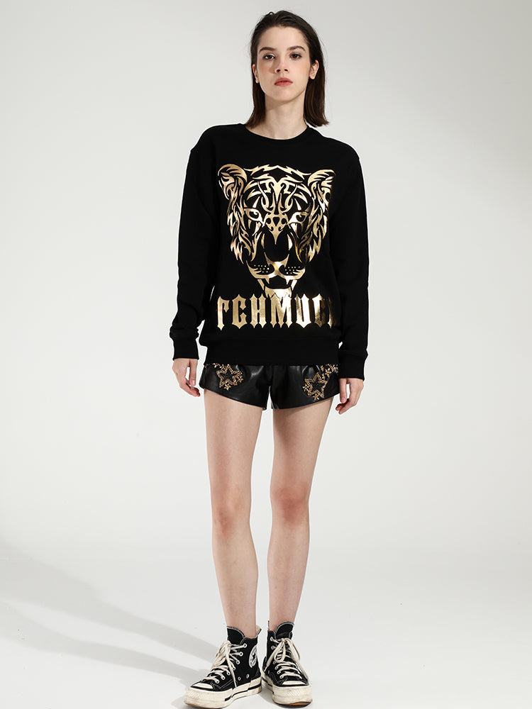 TCH Women's Gold Leopard Crewneck Sweatshirt