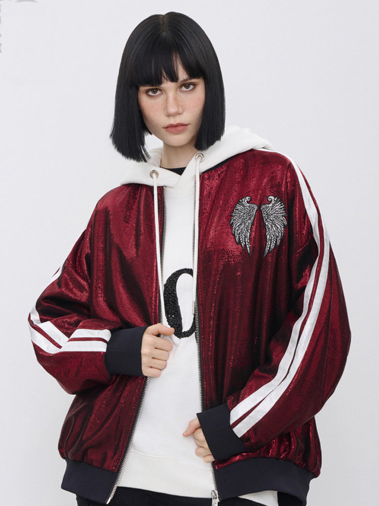 TCH Rhinestone Angel Wings Zip Up Jacket