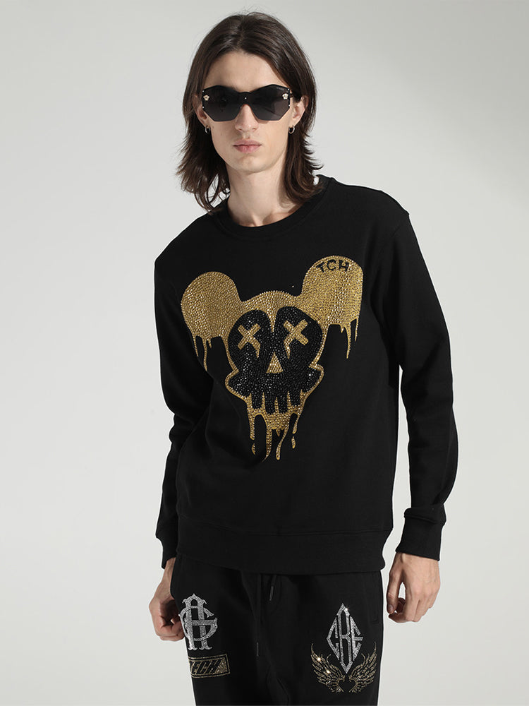 TCH Men's Rhinestone Graphic Black Sweatshirt