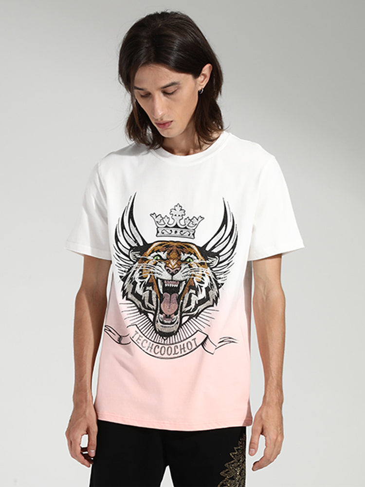 TCH Cartoon Tiger Oversized Rhinestone T-Shirt