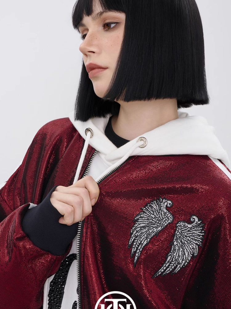 TCH Rhinestone Angel Wings Zip Up Jacket