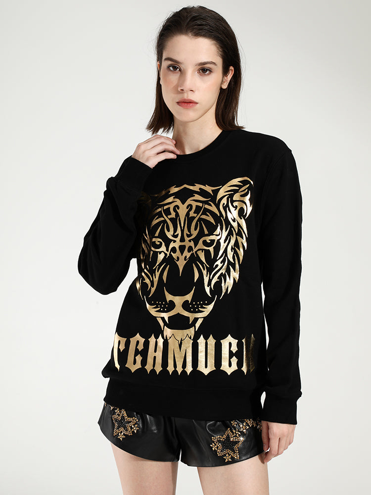 TCH Women's Gold Leopard Crewneck Sweatshirt