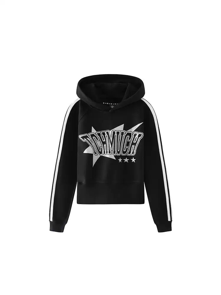 TCH Rhinestone Logo Print Crop Pullover Hoodie