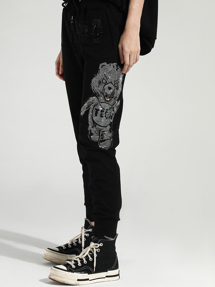 TCH Men's Rhinestone Bear Long Pants with Pockets