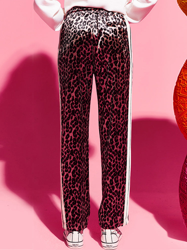 TCH Leopard Print Rhinestone Elastic Waist Pants