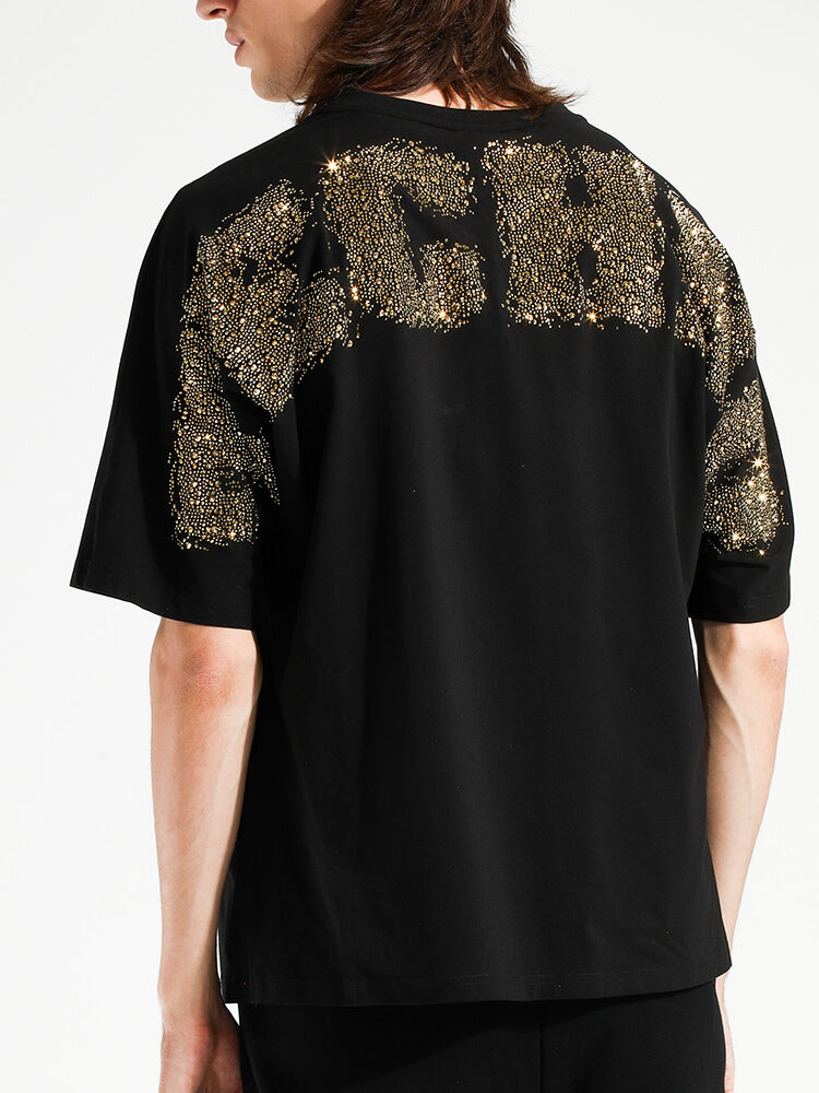 TCH Men's Letter Hot Diamond Embroidery T-shirt