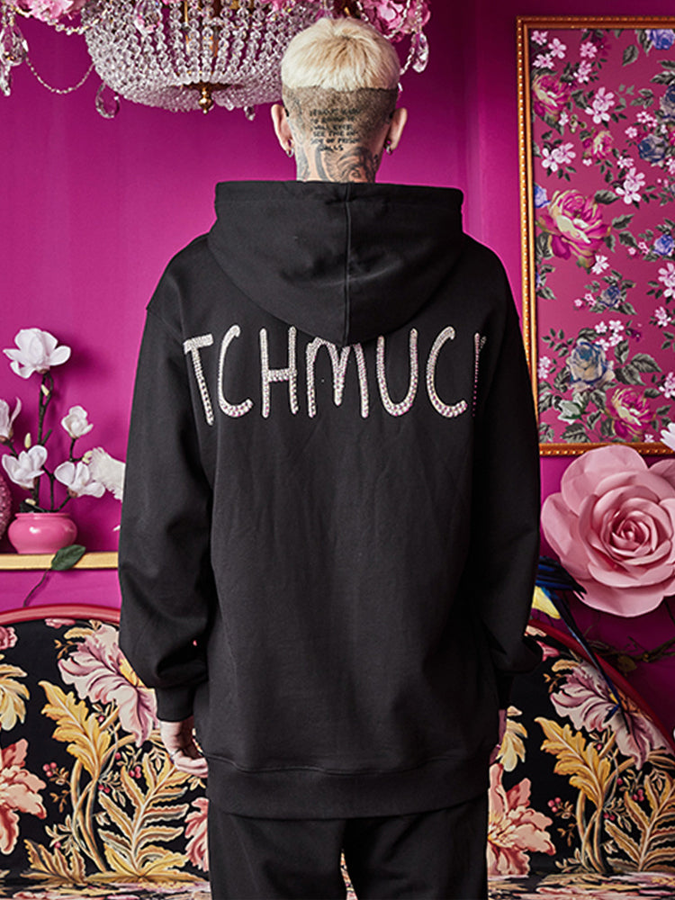 TCH Pick Me Rhinestone Oversized Black Hoodie