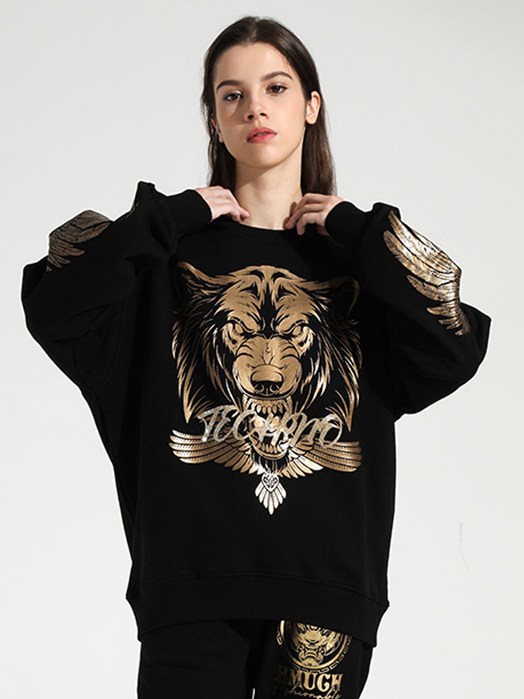 TCH Animal Gold Graphics Long Sleeve Couple Sweatshirt